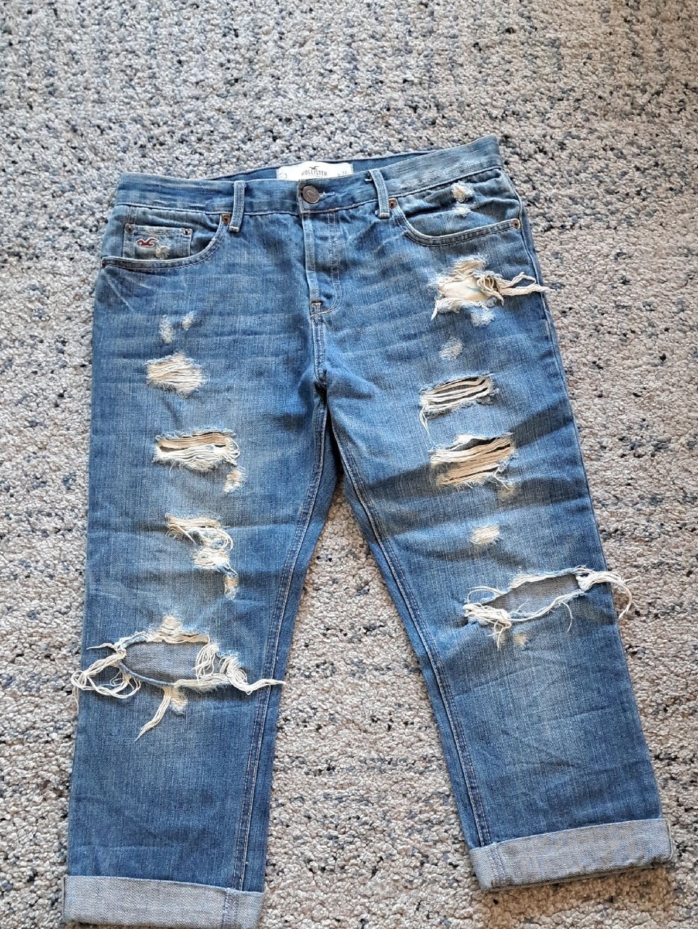 Hollister Light Blue Distressed Boyfriend Jeans